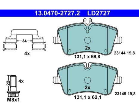 Brake Pad Set, disc brake ATE Ceramic 13.0470-2727.2, Image 3