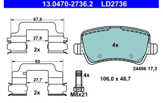 Brake Pad Set, disc brake ATE Ceramic 13.0470-2736.2, Image 2