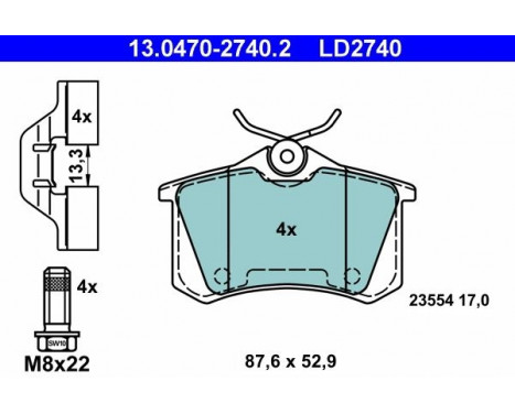 Brake Pad Set, disc brake ATE Ceramic 13.0470-2740.2, Image 3