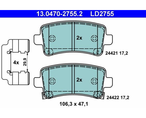 Brake Pad Set, disc brake ATE Ceramic 13.0470-2755.2, Image 3