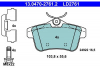Brake Pad Set, disc brake ATE Ceramic 13.0470-2761.2