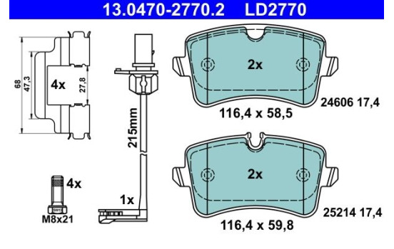 Brake Pad Set, disc brake ATE Ceramic 13.0470-2770.2
