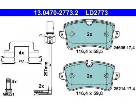 Brake Pad Set, disc brake ATE Ceramic 13.0470-2773.2, Image 2
