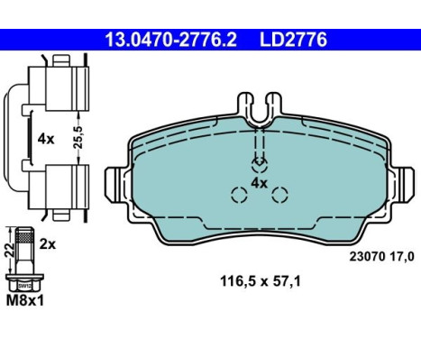 Brake Pad Set, disc brake ATE Ceramic 13.0470-2776.2, Image 3