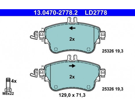 Brake Pad Set, disc brake ATE Ceramic 13.0470-2778.2, Image 2