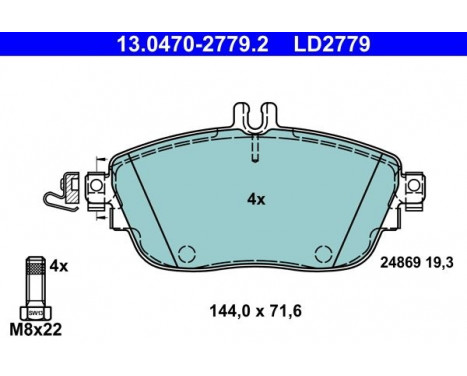 Brake Pad Set, disc brake ATE Ceramic 13.0470-2779.2, Image 2