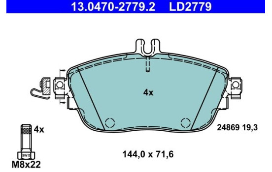 Brake Pad Set, disc brake ATE Ceramic 13.0470-2779.2, Image 2