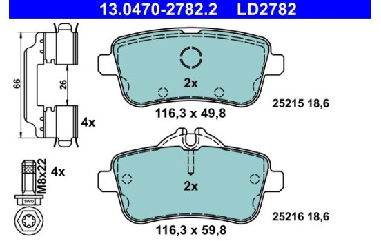 Brake Pad Set, disc brake ATE Ceramic 13.0470-2782.2