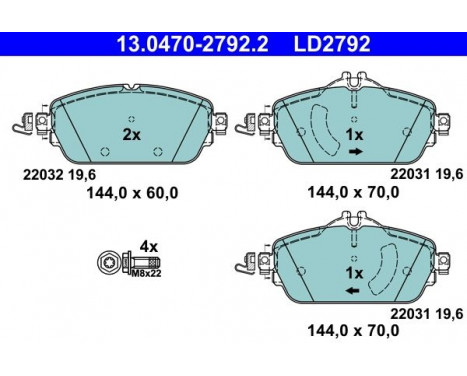 Brake Pad Set, disc brake ATE Ceramic 13.0470-2792.2, Image 2