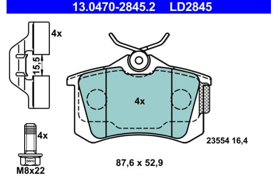 Brake Pad Set, disc brake ATE Ceramic 13.0470-2845.2