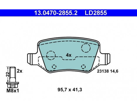 Brake Pad Set, disc brake ATE Ceramic 13.0470-2855.2, Image 2