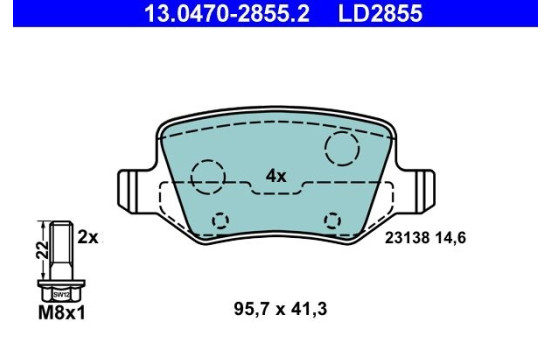 Brake Pad Set, disc brake ATE Ceramic 13.0470-2855.2, Image 2