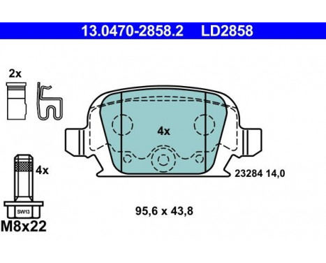 Brake Pad Set, disc brake ATE Ceramic 13.0470-2858.2