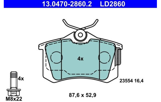 Brake Pad Set, disc brake ATE Ceramic 13.0470-2860.2, Image 3