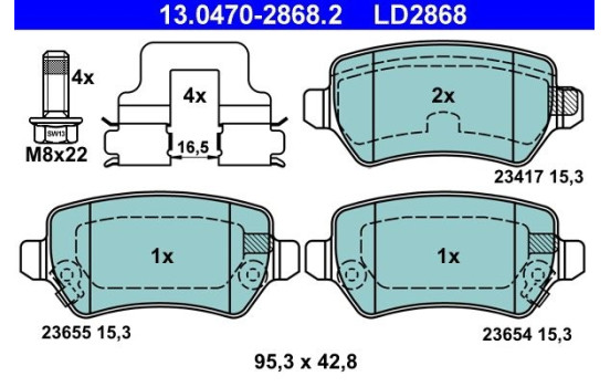 Brake Pad Set, disc brake ATE Ceramic 13.0470-2868.2, Image 3