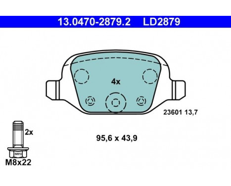 Brake Pad Set, disc brake ATE Ceramic 13.0470-2879.2, Image 3