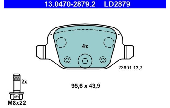 Brake Pad Set, disc brake ATE Ceramic 13.0470-2879.2, Image 3