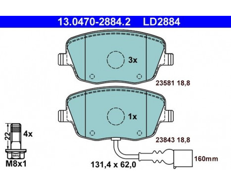 Brake Pad Set, disc brake ATE Ceramic 13.0470-2884.2, Image 3