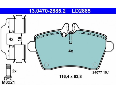 Brake Pad Set, disc brake ATE Ceramic 13.0470-2885.2, Image 2