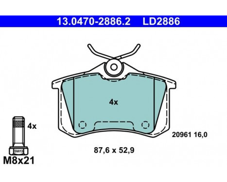 Brake Pad Set, disc brake ATE Ceramic 13.0470-2886.2, Image 3