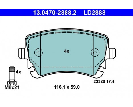 Brake Pad Set, disc brake ATE Ceramic 13.0470-2888.2, Image 3