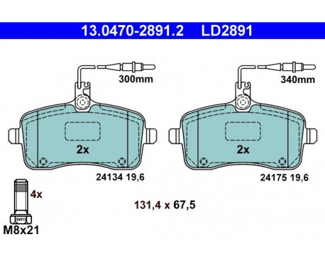 Brake Pad Set, disc brake ATE Ceramic 13.0470-2891.2, Image 3