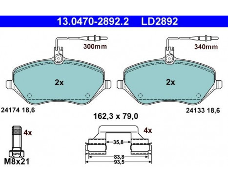 Brake Pad Set, disc brake ATE Ceramic 13.0470-2892.2, Image 2