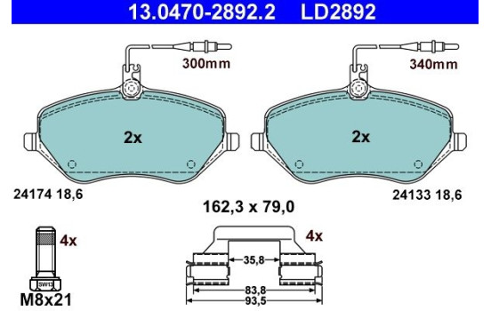 Brake Pad Set, disc brake ATE Ceramic 13.0470-2892.2, Image 2