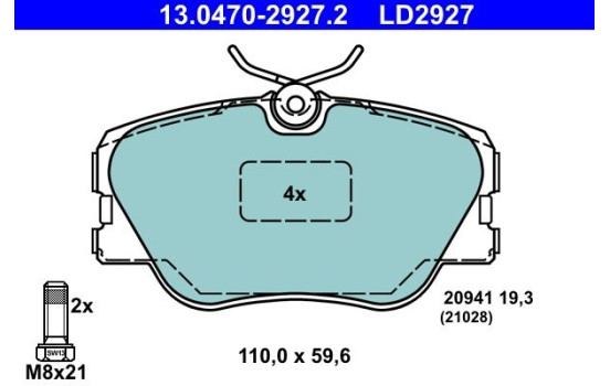 Brake Pad Set, disc brake ATE Ceramic 13.0470-2927.2, Image 3