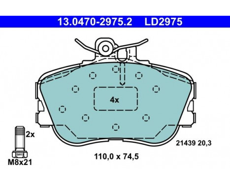 Brake Pad Set, disc brake ATE Ceramic 13.0470-2975.2, Image 2
