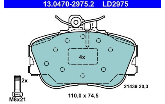 Brake Pad Set, disc brake ATE Ceramic 13.0470-2975.2, Image 2