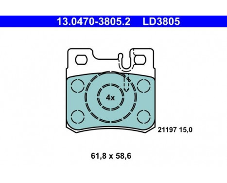 Brake Pad Set, disc brake ATE Ceramic 13.0470-3805.2, Image 3