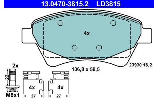 Brake Pad Set, disc brake ATE Ceramic 13.0470-3815.2