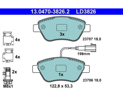 Brake Pad Set, disc brake ATE Ceramic 13.0470-3826.2, Image 3