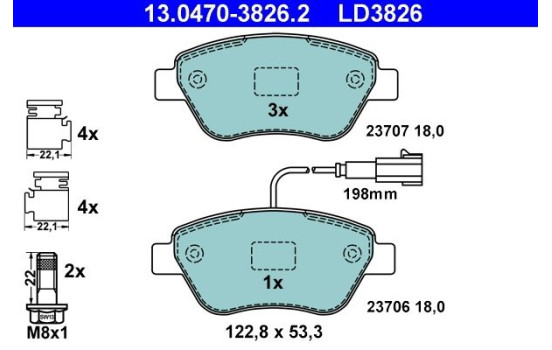 Brake Pad Set, disc brake ATE Ceramic 13.0470-3826.2, Image 3