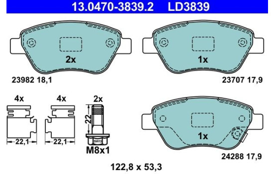 Brake Pad Set, disc brake ATE Ceramic 13.0470-3839.2, Image 3
