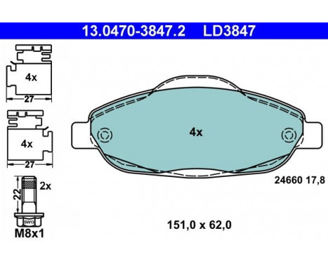 Brake Pad Set, disc brake ATE Ceramic 13.0470-3847.2, Image 3