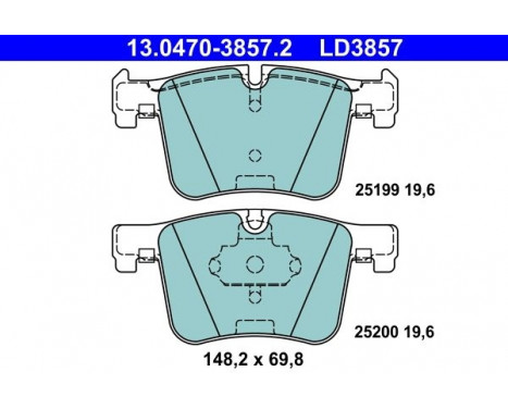 Brake Pad Set, disc brake ATE Ceramic 13.0470-3857.2, Image 2