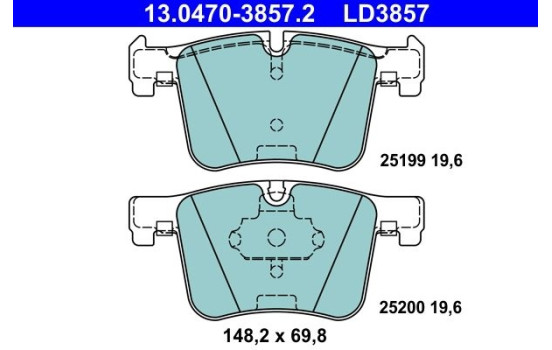 Brake Pad Set, disc brake ATE Ceramic 13.0470-3857.2, Image 2