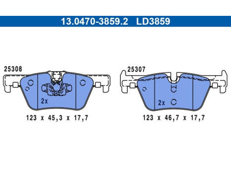 Brake Pad Set, disc brake ATE Ceramic 13.0470-3859.2, Image 3