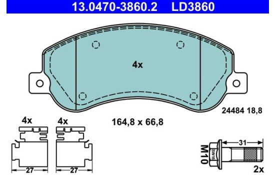 Brake Pad Set, disc brake ATE Ceramic 13.0470-3860.2