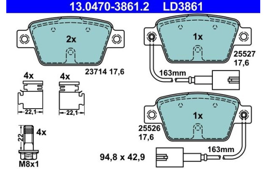 Brake Pad Set, disc brake ATE Ceramic 13.0470-3861.2