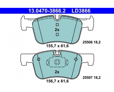 Brake Pad Set, disc brake ATE Ceramic 13.0470-3866.2, Image 2