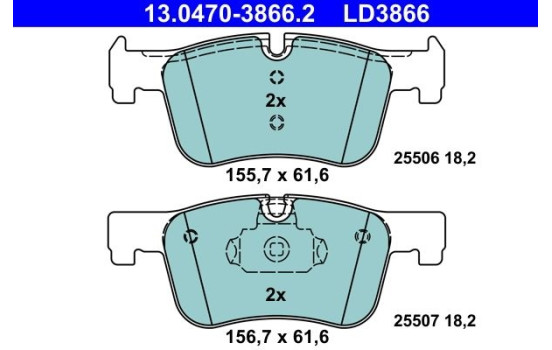 Brake Pad Set, disc brake ATE Ceramic 13.0470-3866.2, Image 2