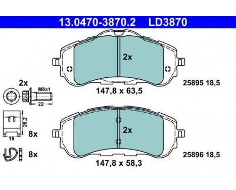 Brake Pad Set, disc brake ATE Ceramic 13.0470-3870.2, Image 2