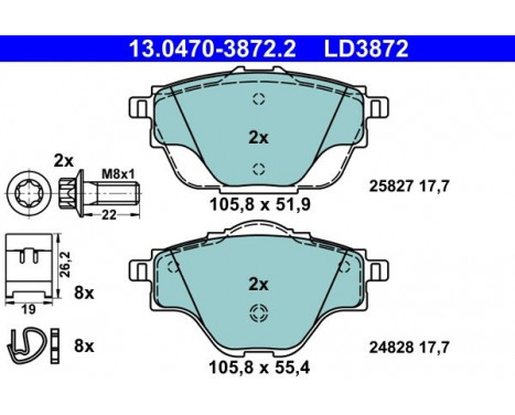 Brake Pad Set, disc brake ATE Ceramic 13.0470-3872.2, Image 2