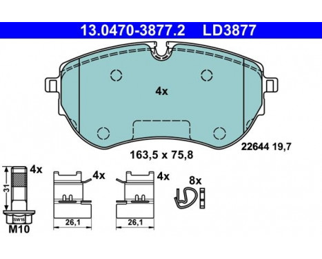 Brake Pad Set, disc brake ATE Ceramic 13.0470-3877.2