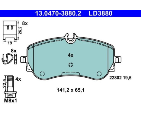 Brake Pad Set, disc brake ATE Ceramic 13.0470-3880.2