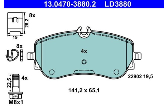 Brake Pad Set, disc brake ATE Ceramic 13.0470-3880.2