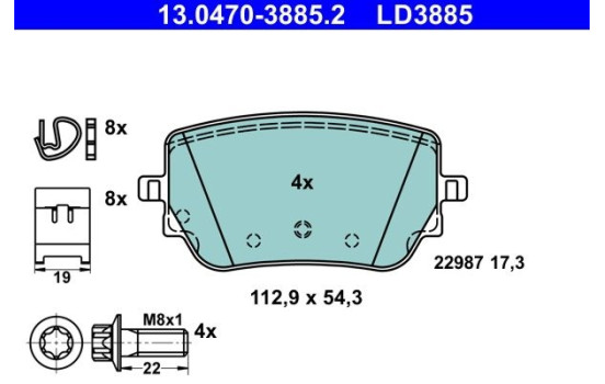 Brake Pad Set, disc brake ATE Ceramic 13.0470-3885.2